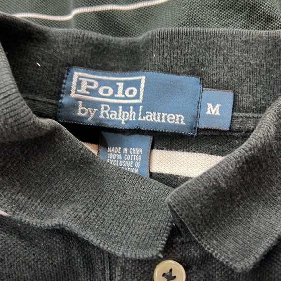 Sz Medium Black White Stripe Polo Ralph Lauren Blue Label - Picture 7 of 7